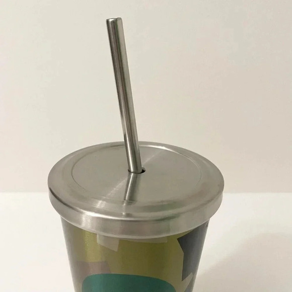 Starbucks 2014 Stainless Steel 16oz Camo Tumbler Cup With Stainless Steel Straw - Picture 4 of 16